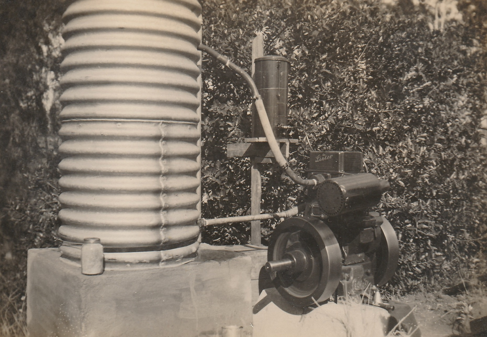 Lister one cylinder pump for water supply to homestead.