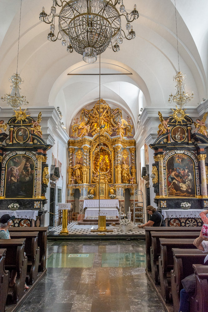 Church of Mary - the alter is dominated by a statue of Mary.