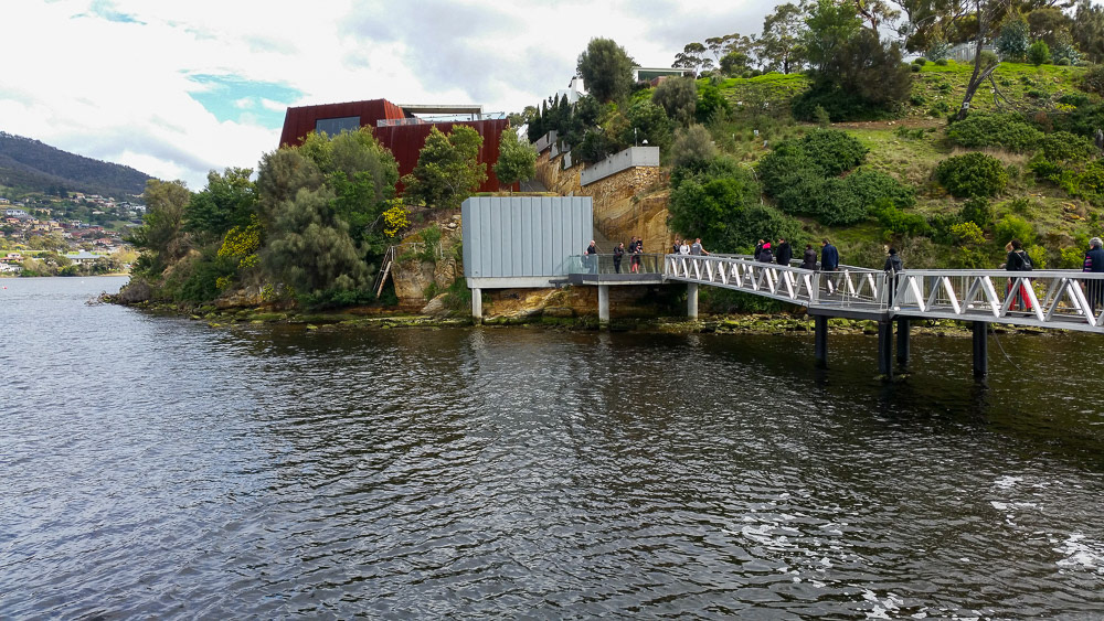 Approaching MONA from the river pontoon.