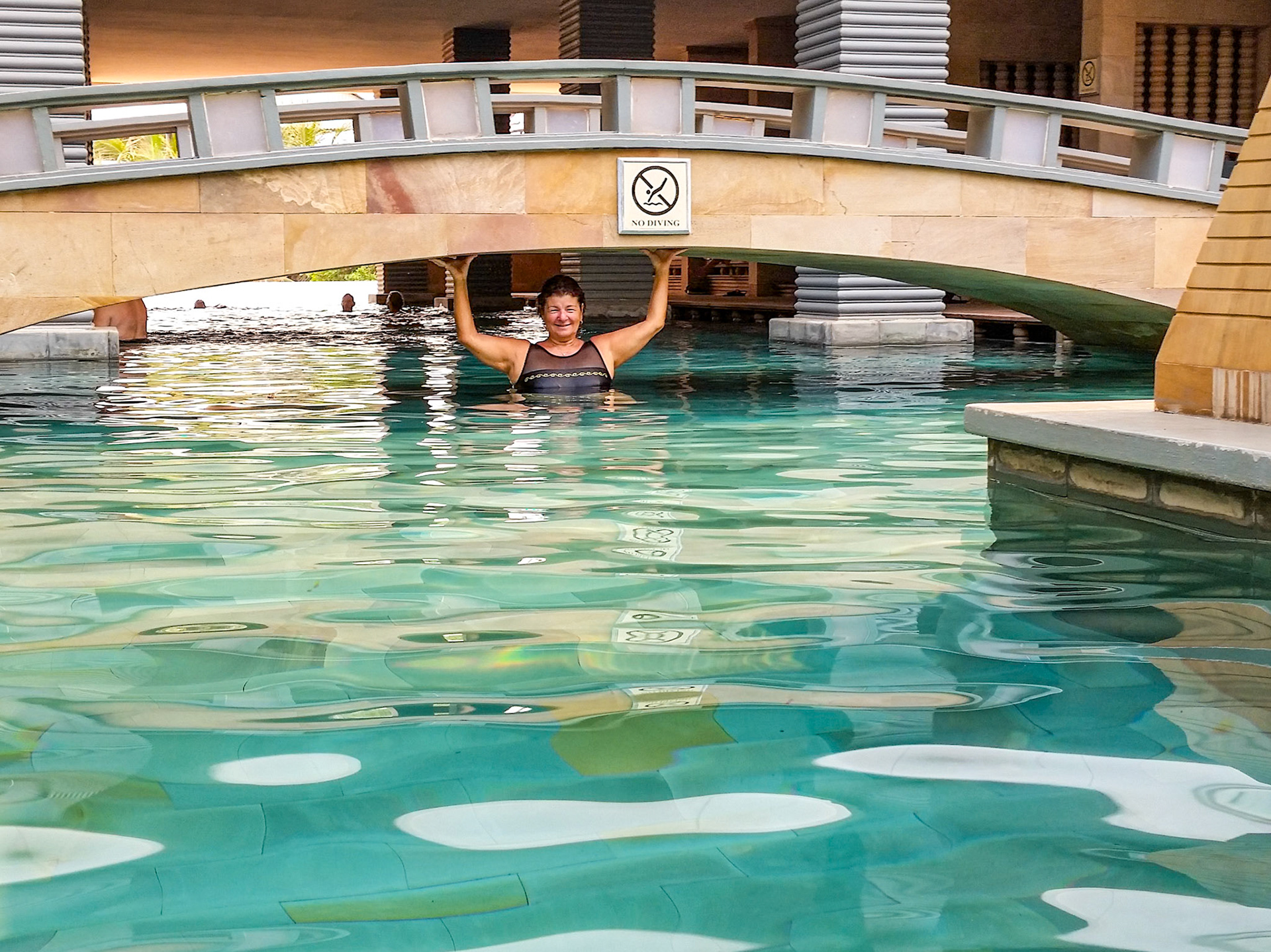 Beating the heat in the hotel's pool.