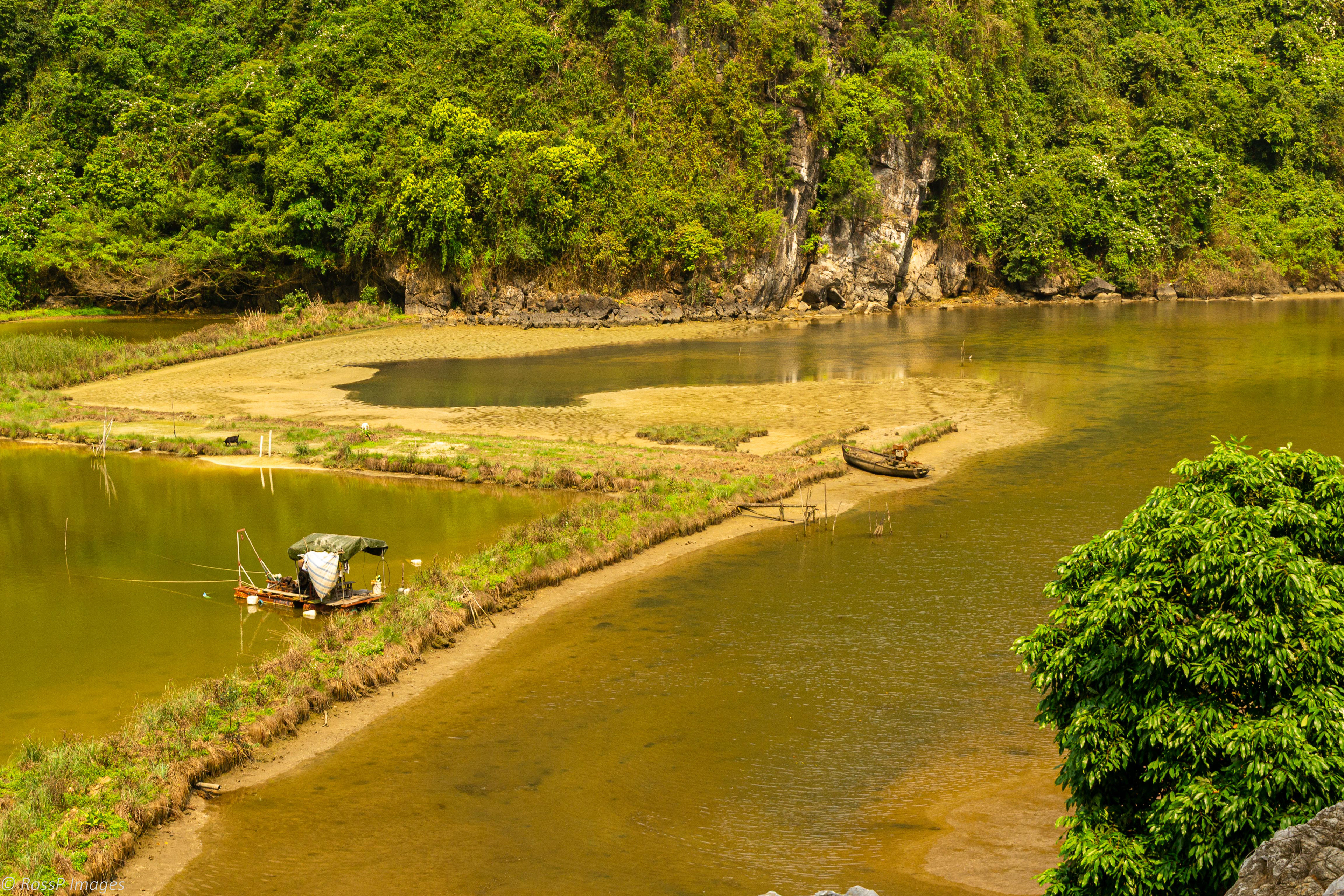 Ponded areas for aquaculture.