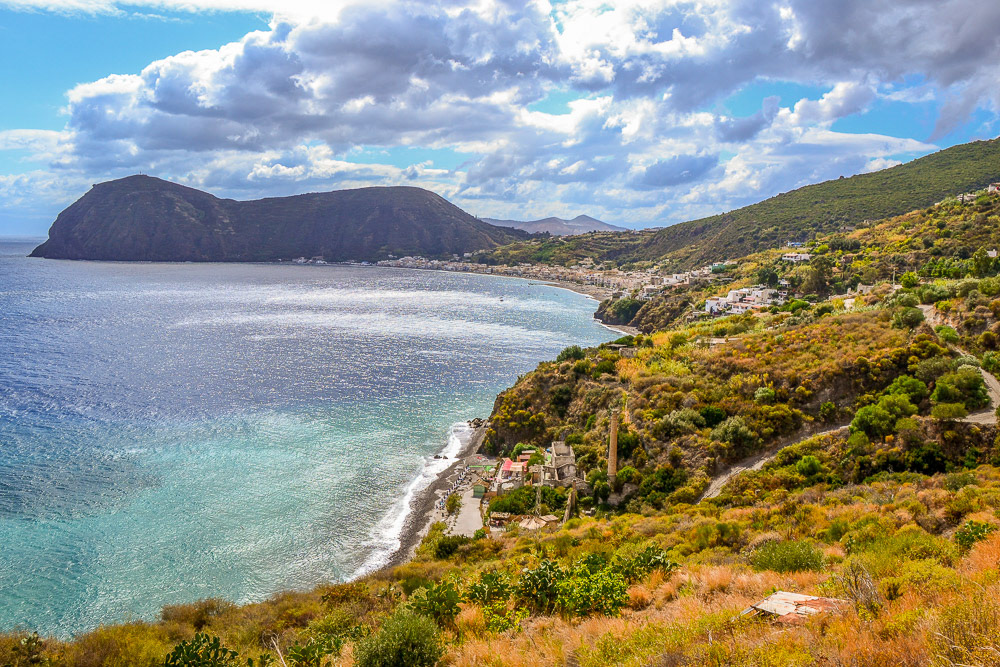 The eastern coastline looking south towards Canneto beach.