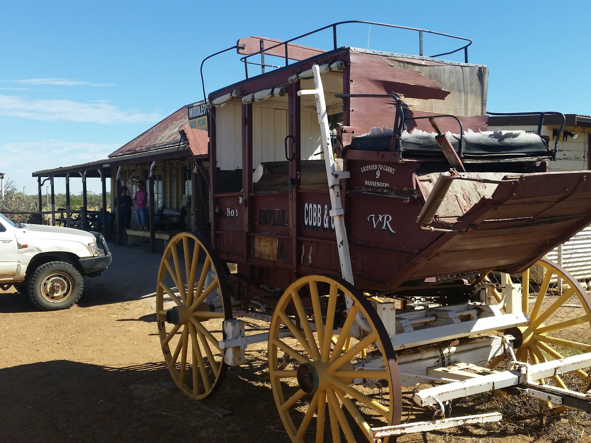 A Cobb & Co coach reminds us of the hardships of travel faced by the poineers