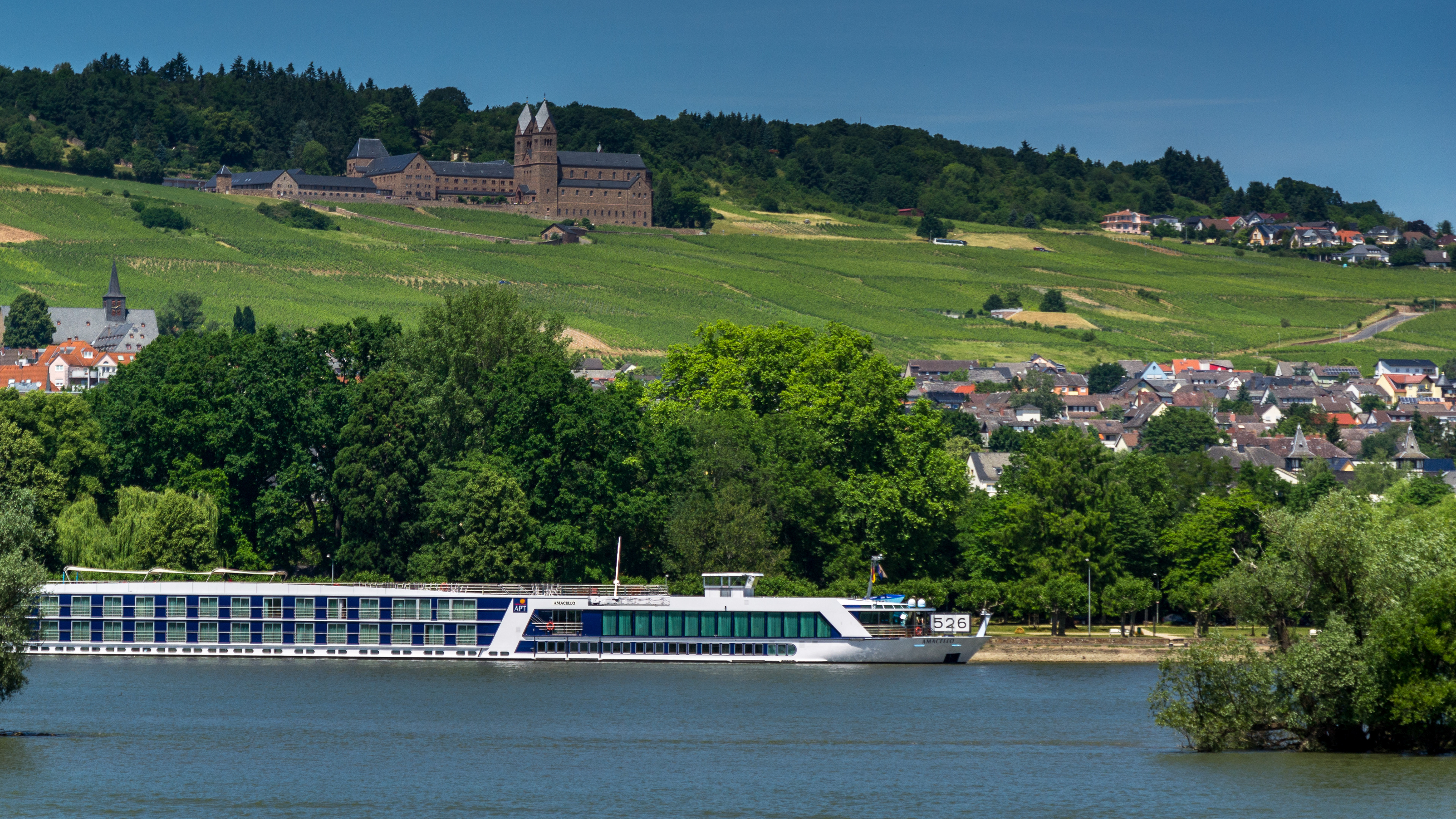 Abbey of St Hildegard near Rudesheim sits above APT's Amacello.