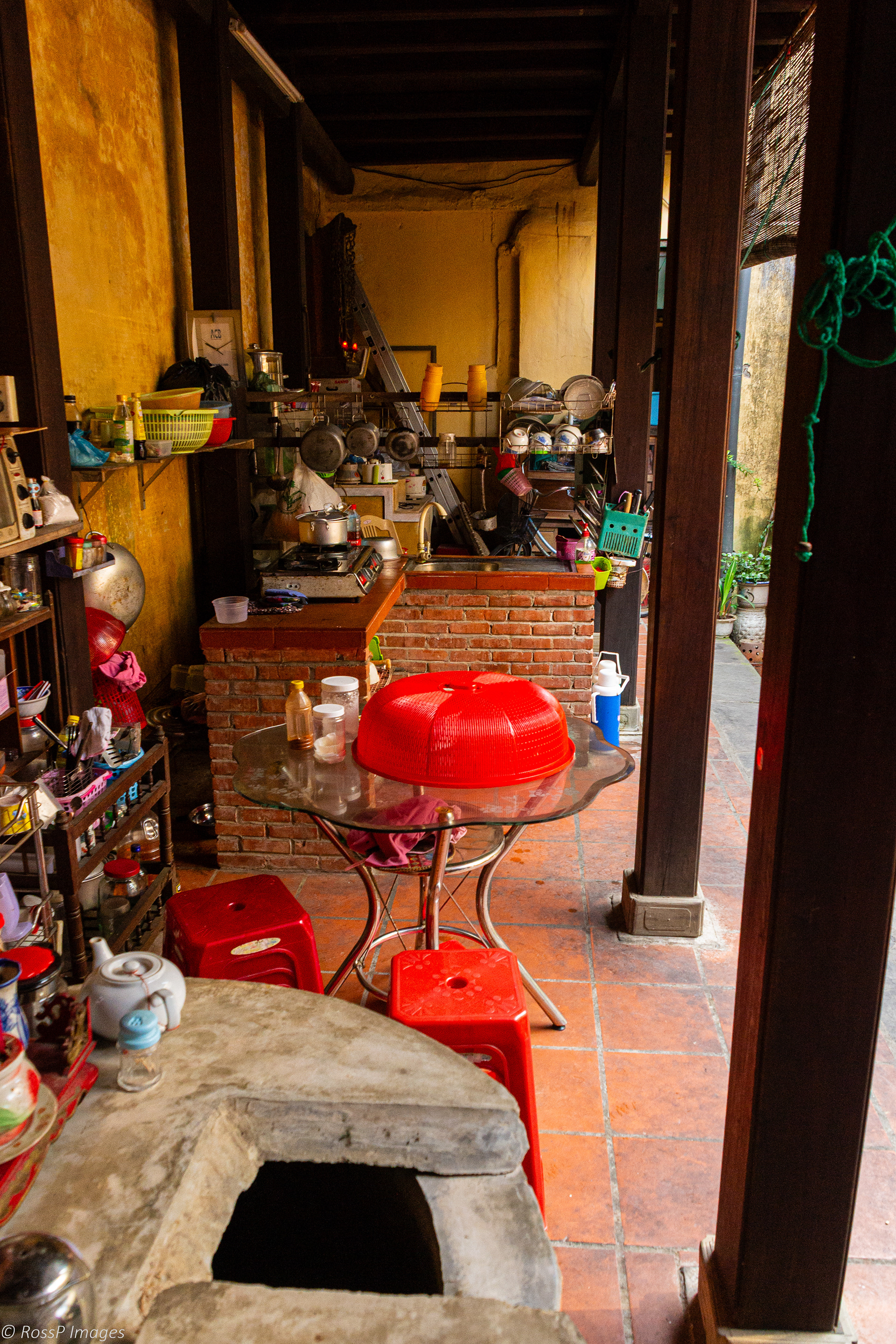Duc An Old House- rear courtyard verandah and living area..