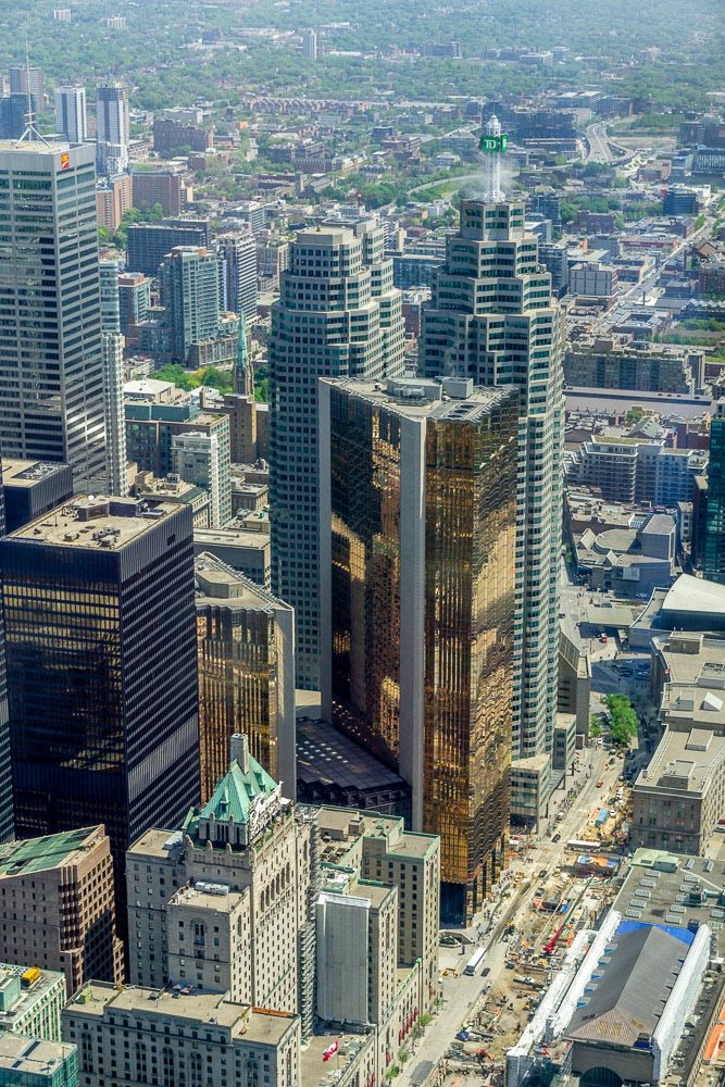 The Fairmont Royal York, dwarfed by the adjacent buildings..