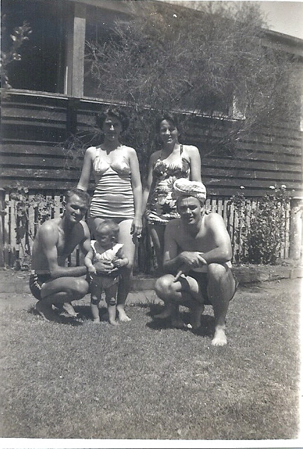 Ed, Lorraine and Nell with Irene and Russ - back from a swim.