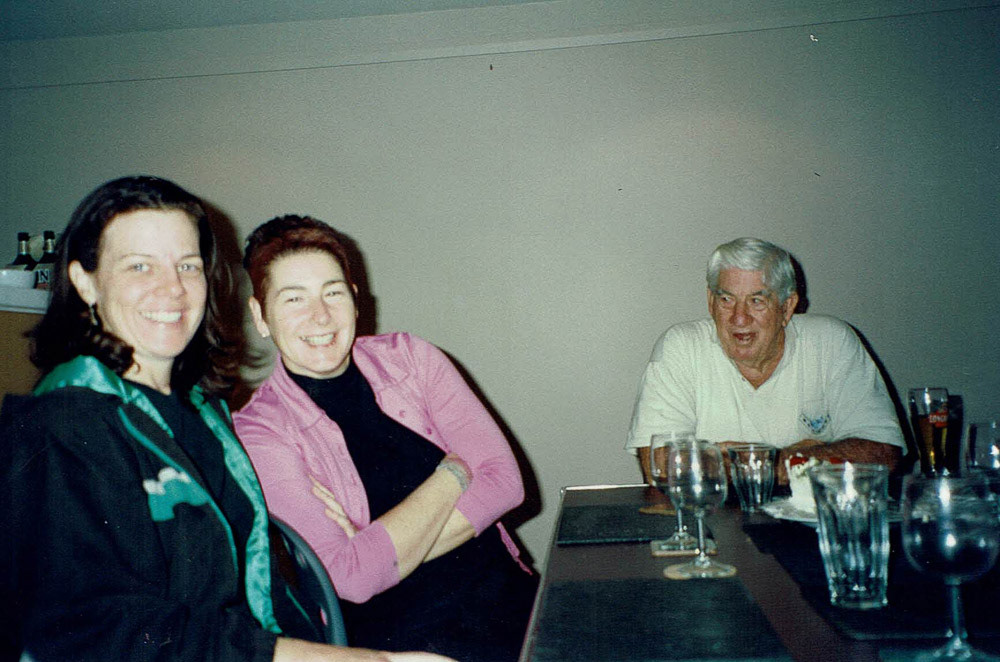 Bill with Leanne and Louise Mealy - Nelson St 2002.