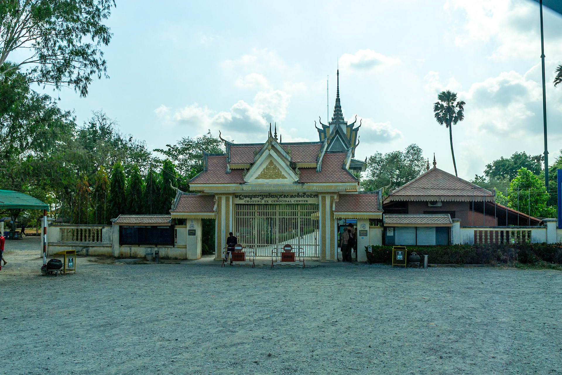 Choeung Ek Genocide Centre. Choeung Ek, once a former orchard is the site of mass graves of victims of the Khmer Rouge regime. Many of the dead were former political prisoners of the Tuol Sleng detention center. Choeung Ek is about 17km south of Phnom Penh.