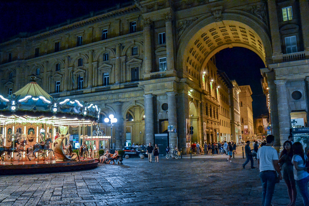 Nightlife on the streets of Florence.
