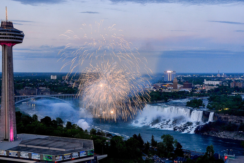 The nightly firework display over Niagara begins....