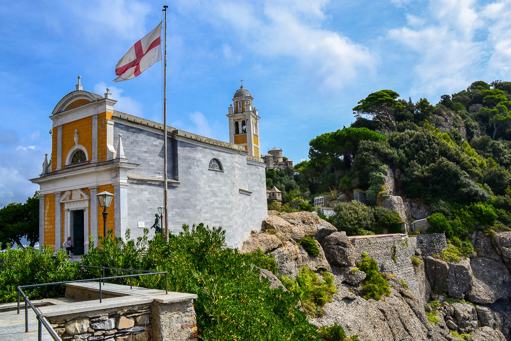 San Giorgio church perches precariously on rocks.