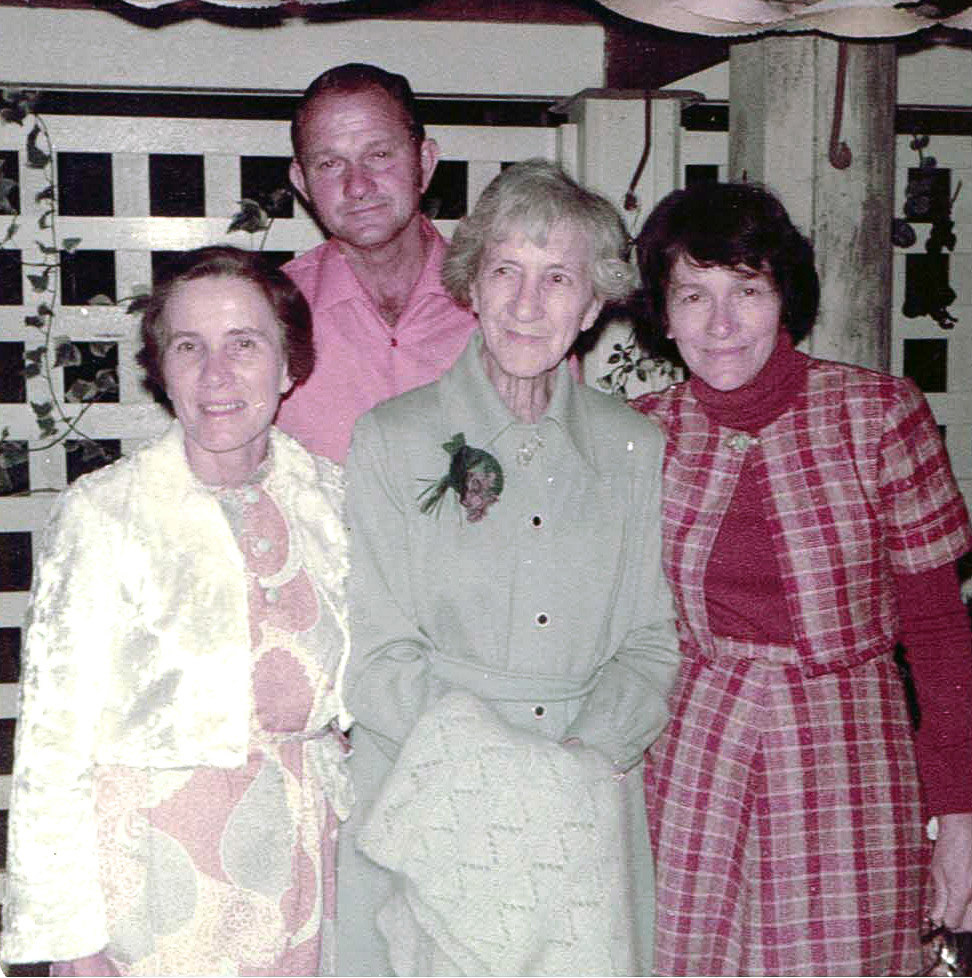 Marie with her children on her 80th birthday Mabel, Ed and Irene.