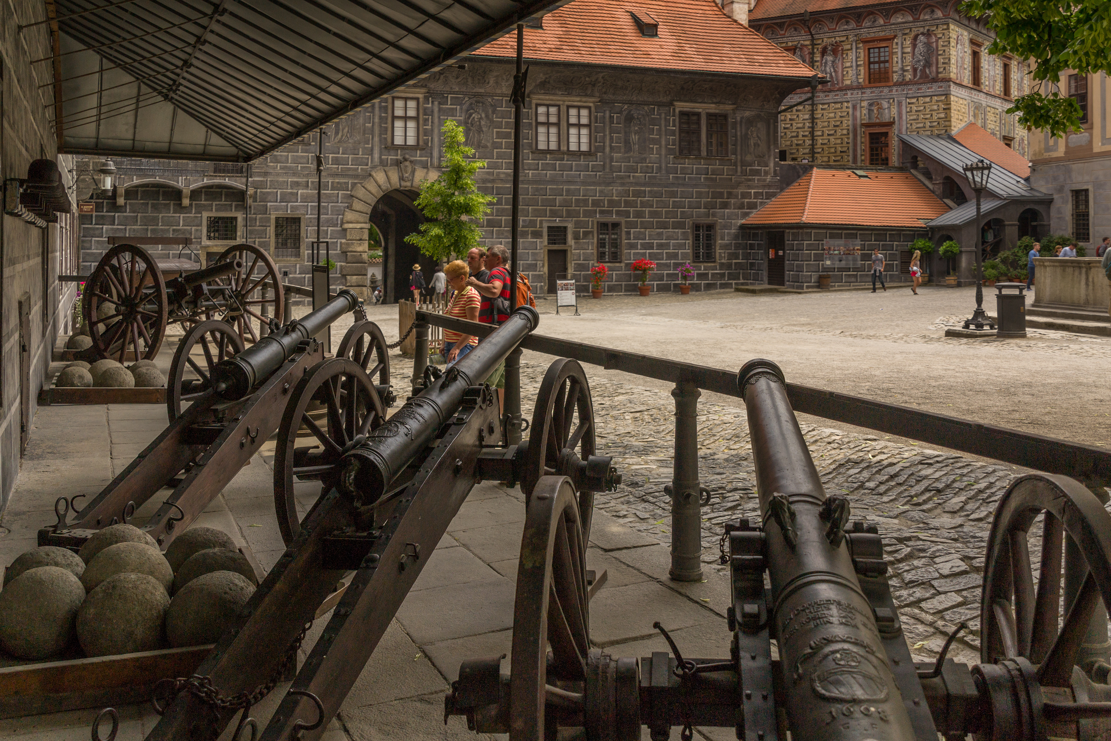 Ancient fortifications in the 2nd courtyard of Kromlov Castle.