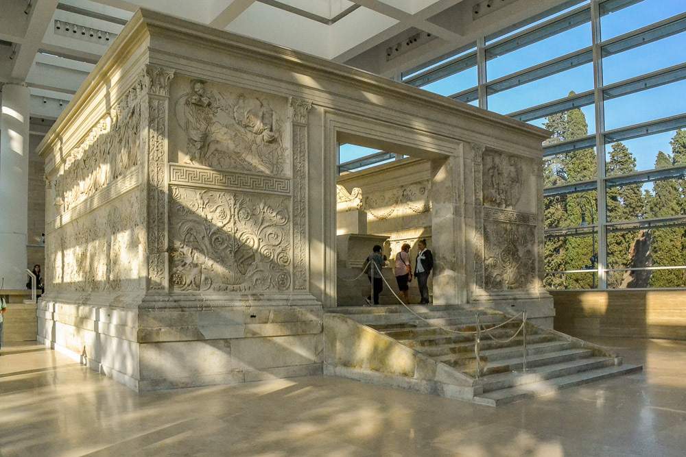 The Ara Pacis Augustae ( "Altar of Augustan Peace") - to honor the return of Augustus to Rome after three years in Hispania and Gaul, dates to 9 BC.