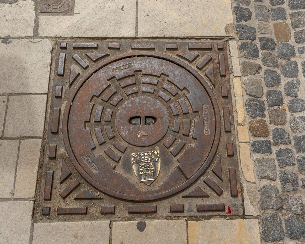 Manhole covers enbazoned with the City's Coat of Arms.