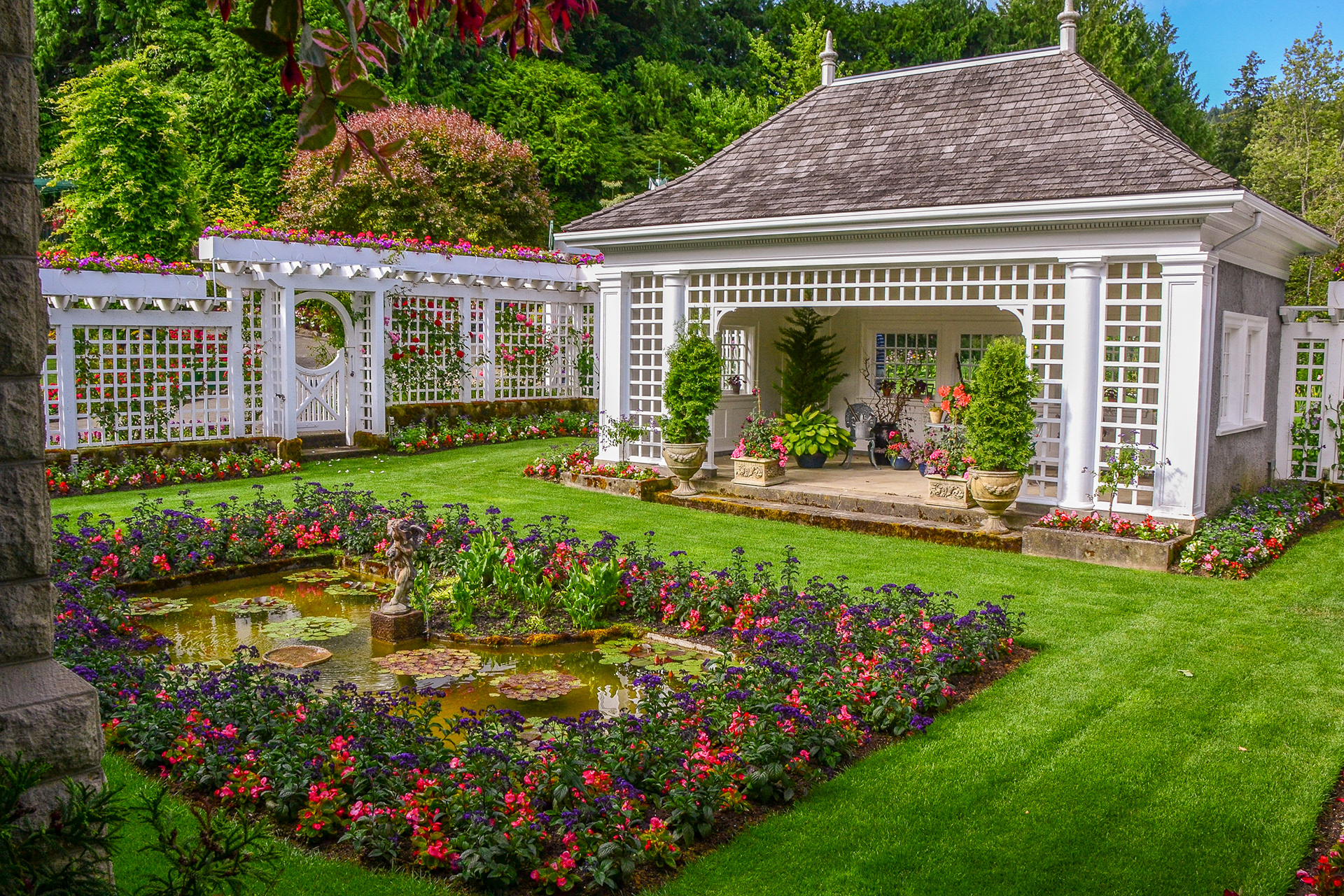 A tranquil tea-house setting.