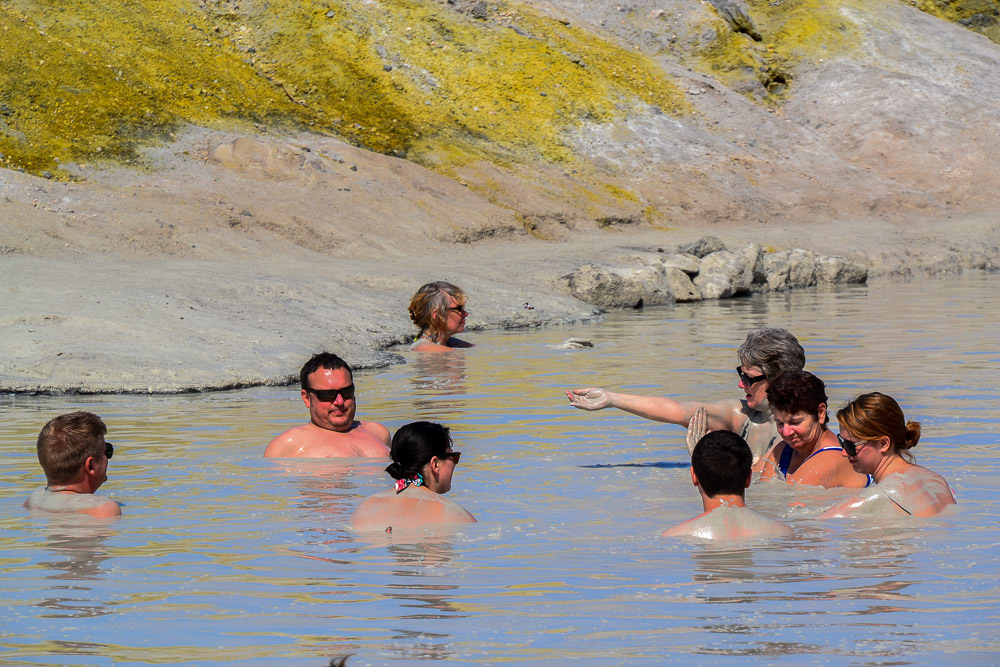 Taking the cure.... a mud is bath enjoyed by all despite the smell.