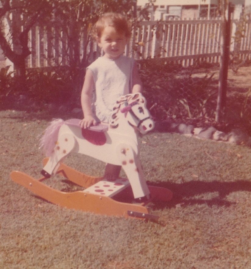Tracy and her rocking horse - 1975