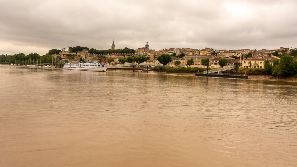 The Village of Bourg on the right banks of the Dordogne River as it meets the Gironde Estuary.