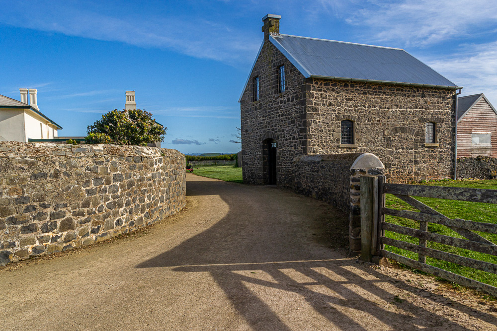The impressive bluestone outbuildings of Fairfield Estate.