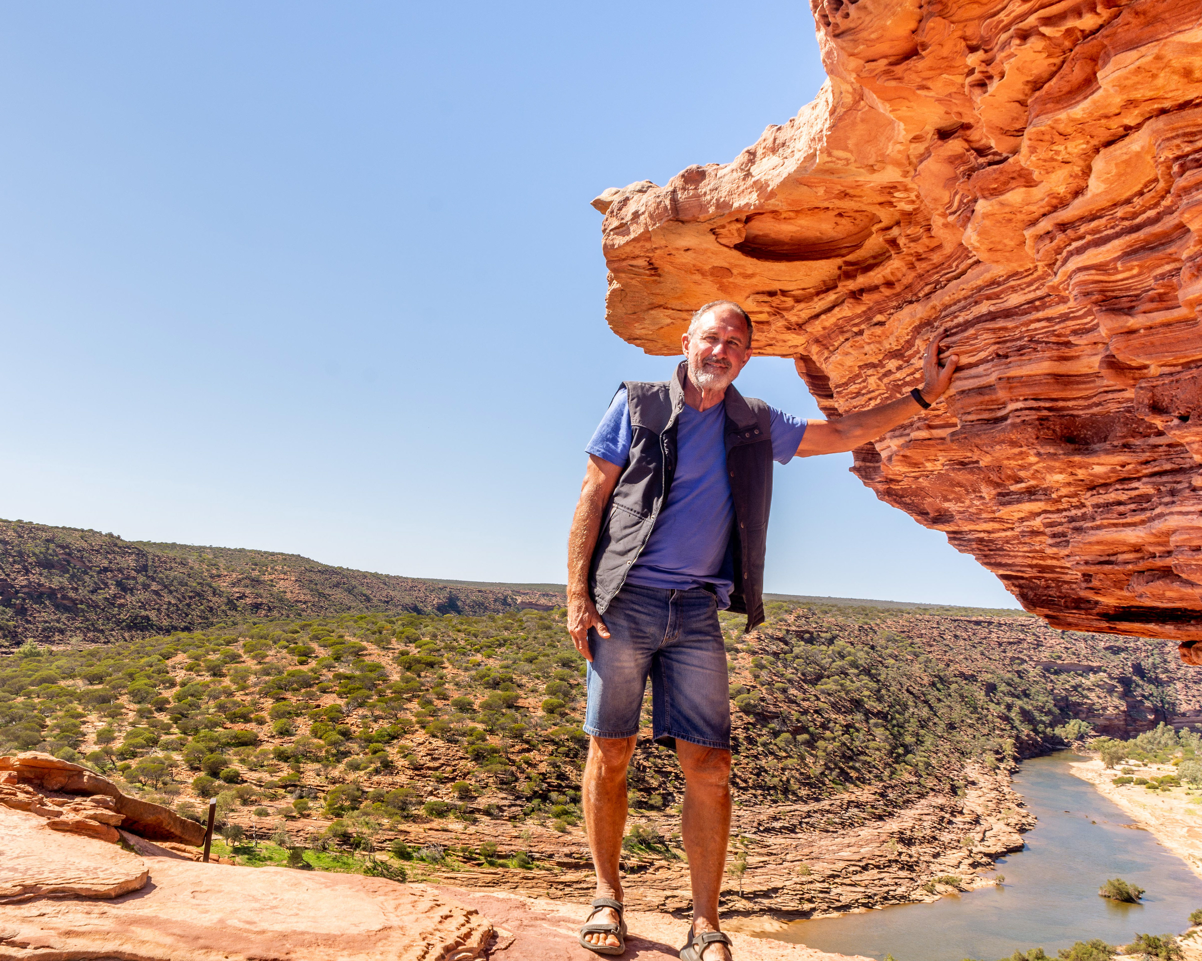 Spectacular rockform shapes and clolors of the sandston layered rocks of the Murchison River gorge