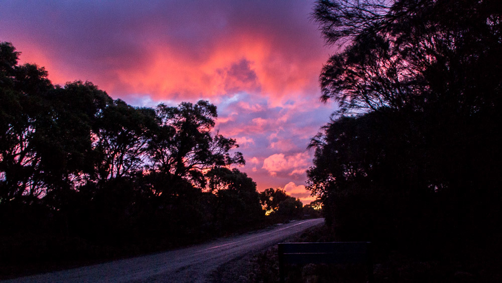 Much later the "blue-hour" colours change to hues of pink and mauve.