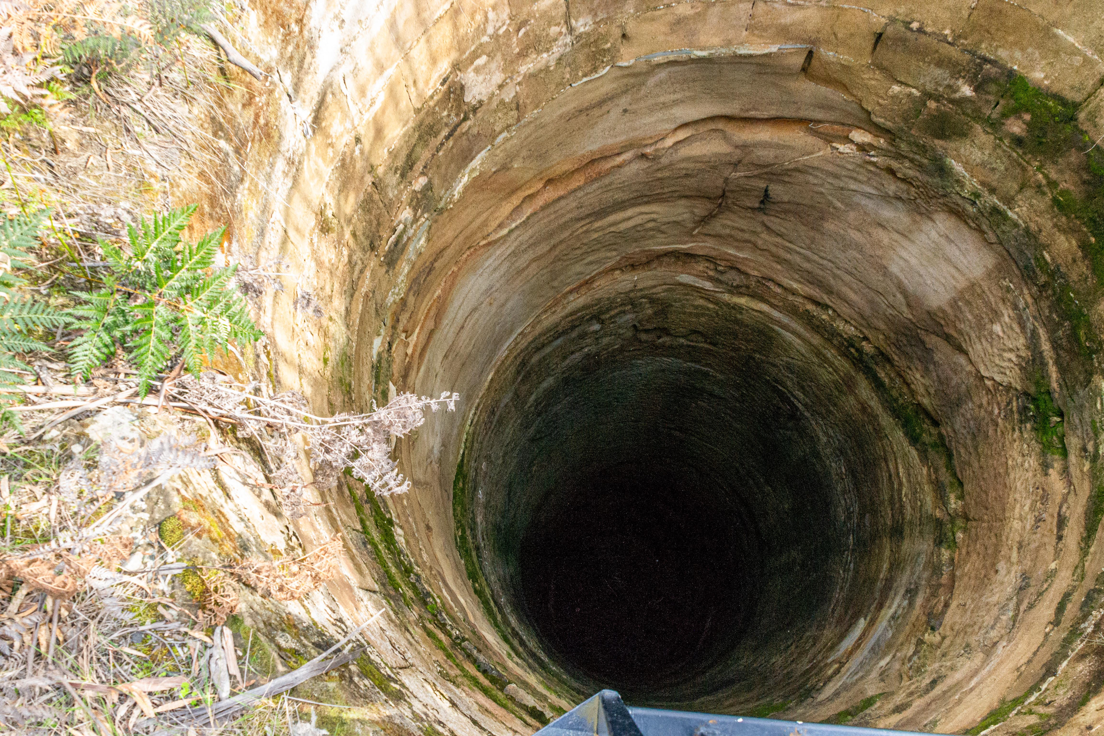 One of the stone lined air shafts serving the mine.