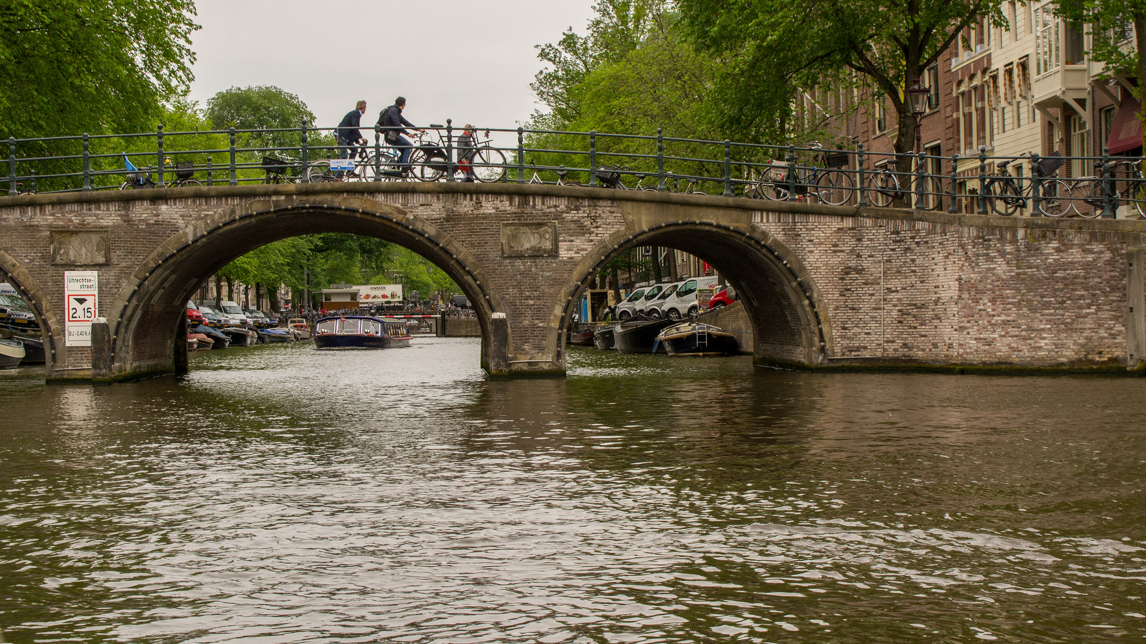 Famous for its cyclists and canals, here we see both.
