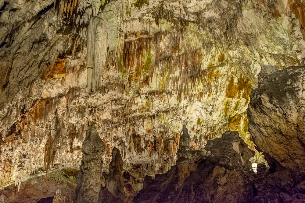 Postojna Caves, Stalegmites and Stalegtites of all shapes and sizes.