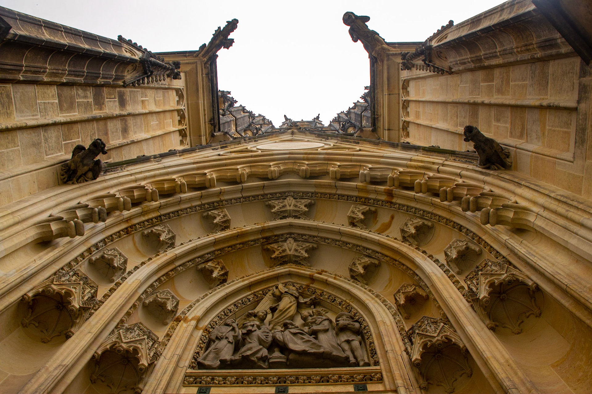 The dramatic Gothic design captured looking skywards