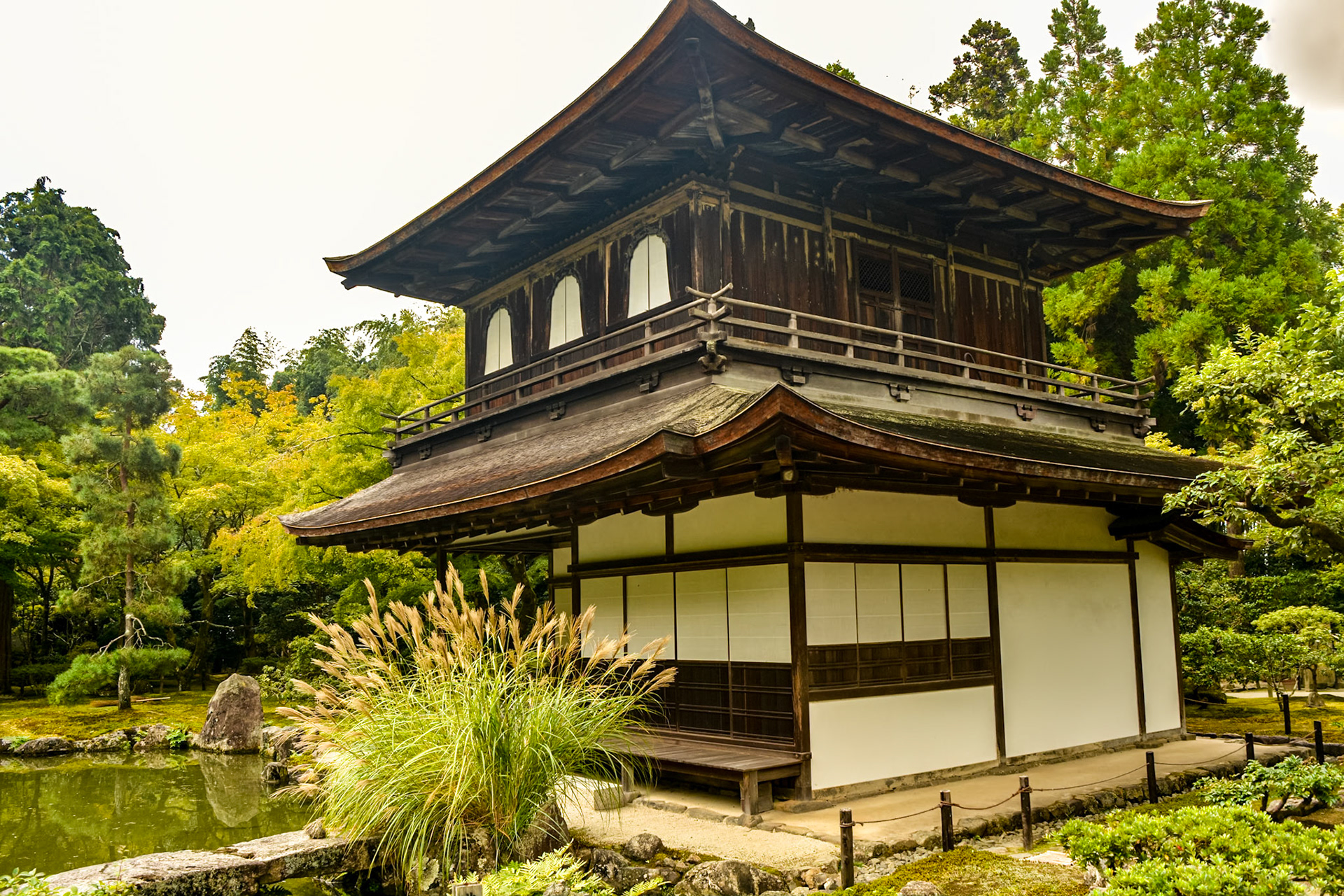 The kannonden at Jishō-ji, commonly known as the Silver Pavilion (Ginkaku).