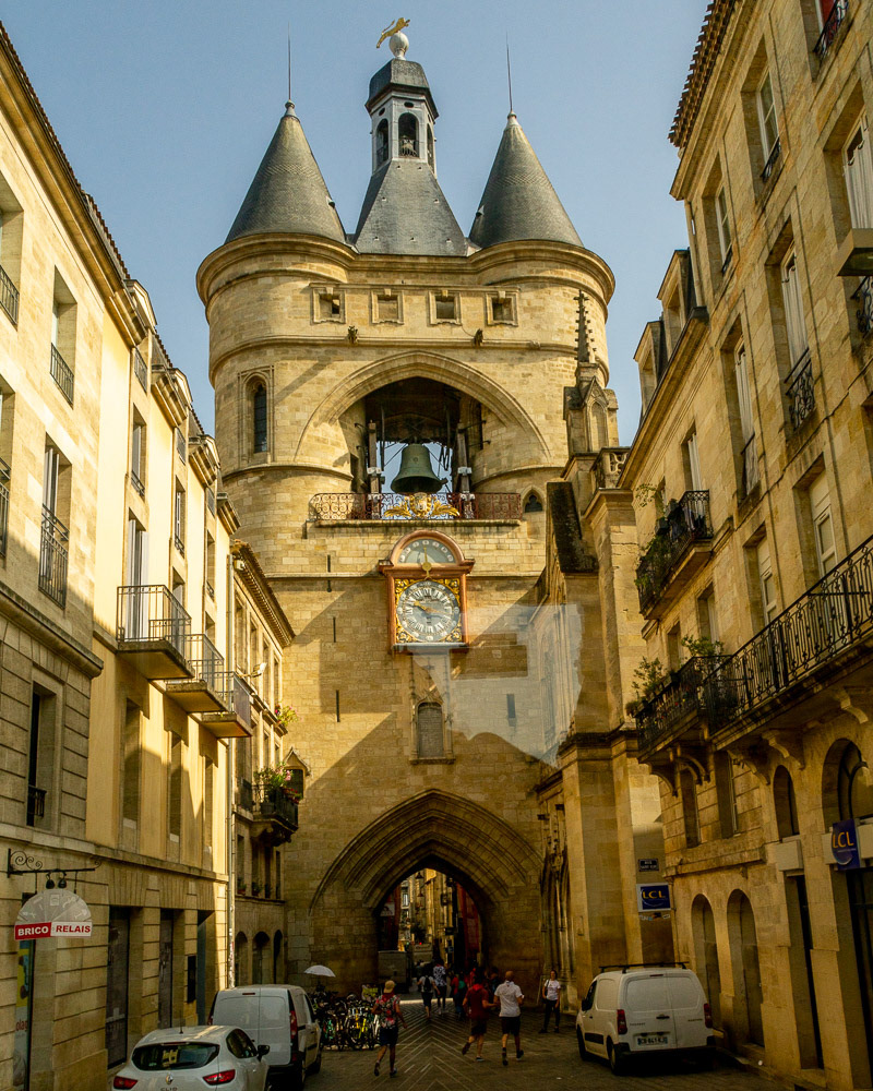 Grosse Cloche, a bell tower in the heart of Bordeaux. an extension of the Église Saint-Éloi, a 15th-century church hidden in an alley.