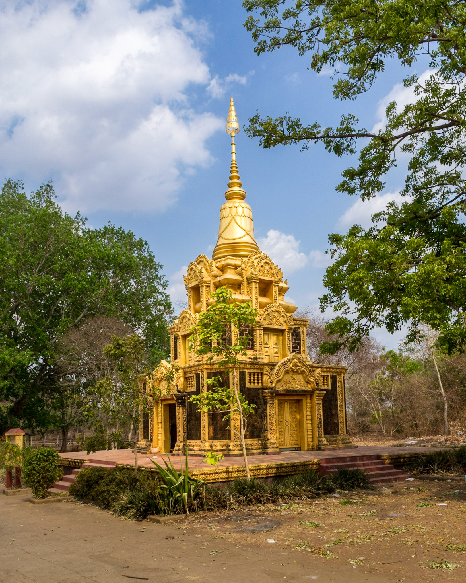 This genocide memorial Stupa is a recent addition.