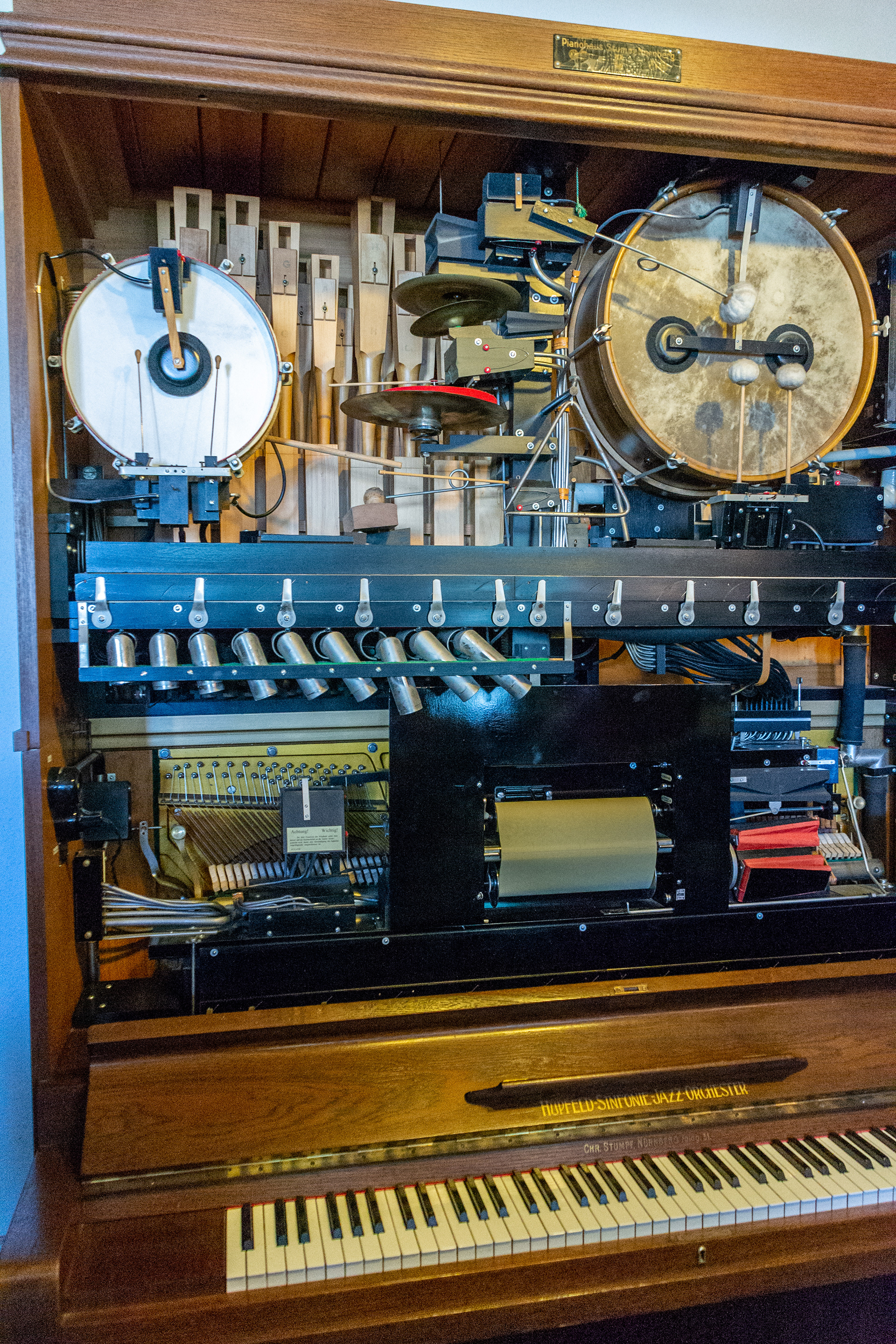 One of the many amazing mechanised music machines, this one plays the drums.