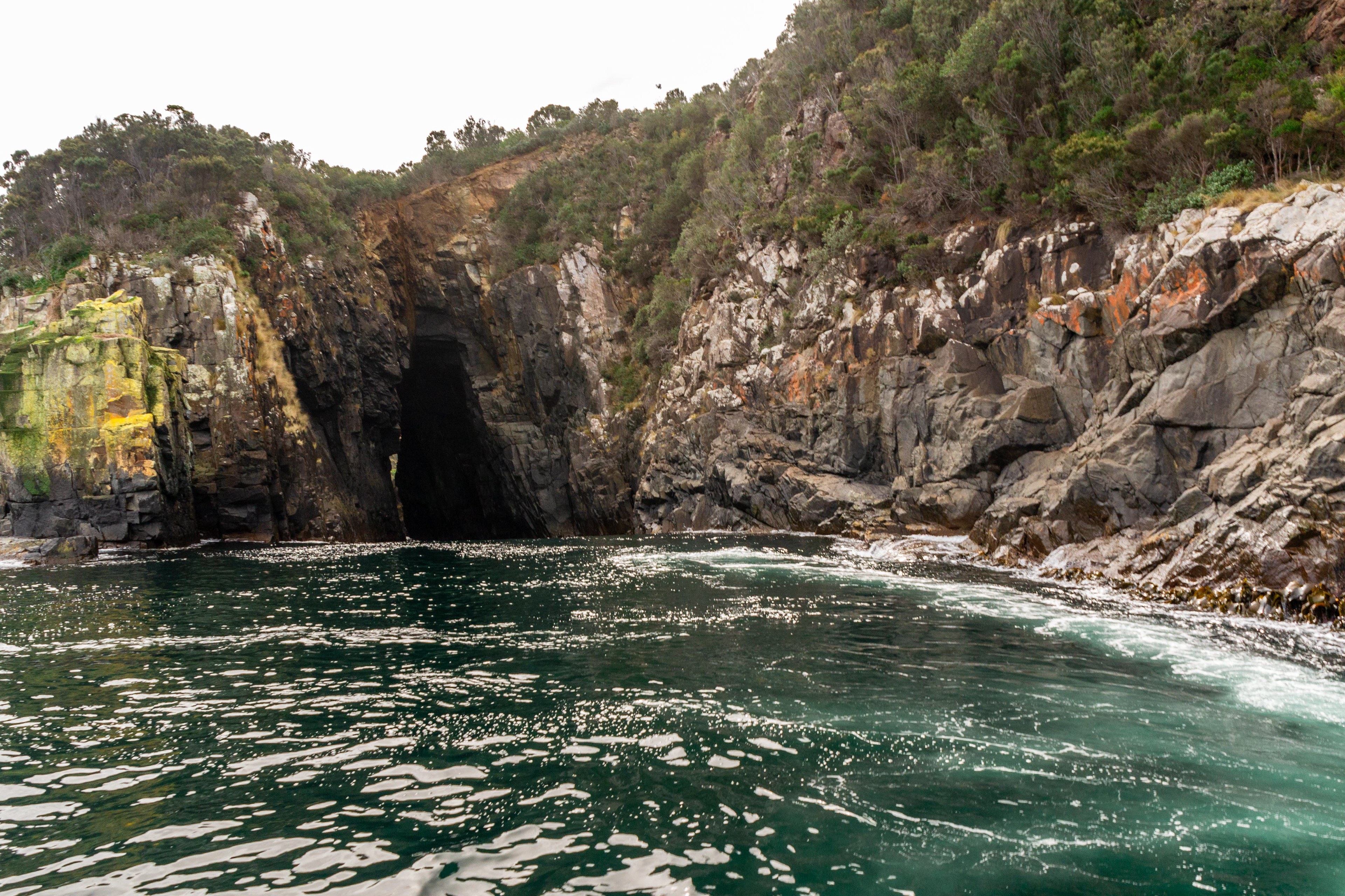 Approaching a large sea cave..