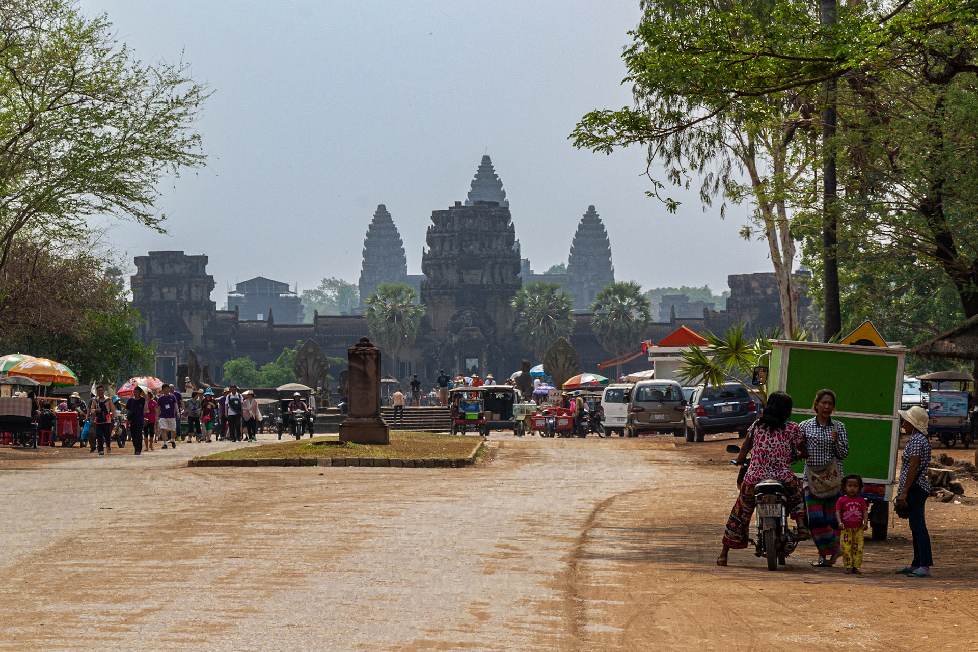 Adjacent the entrance to Angkor Wat a village has been established by locals hoping to sell souvenirs.