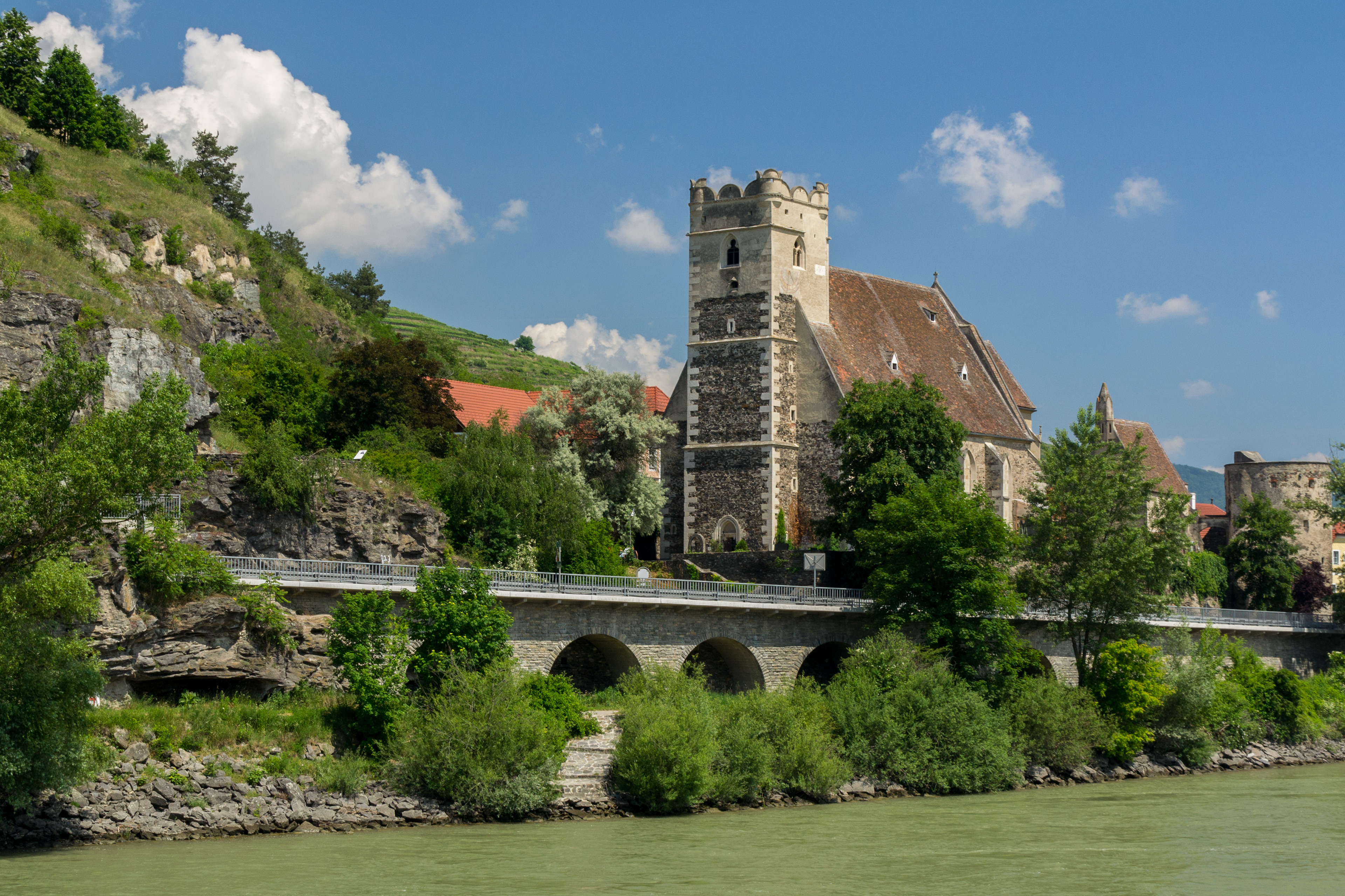 St Michael one of the oldest fortified churches Wachau Valley. The walls were strengthened and the tower built to protect inhabitants from invading Turks.