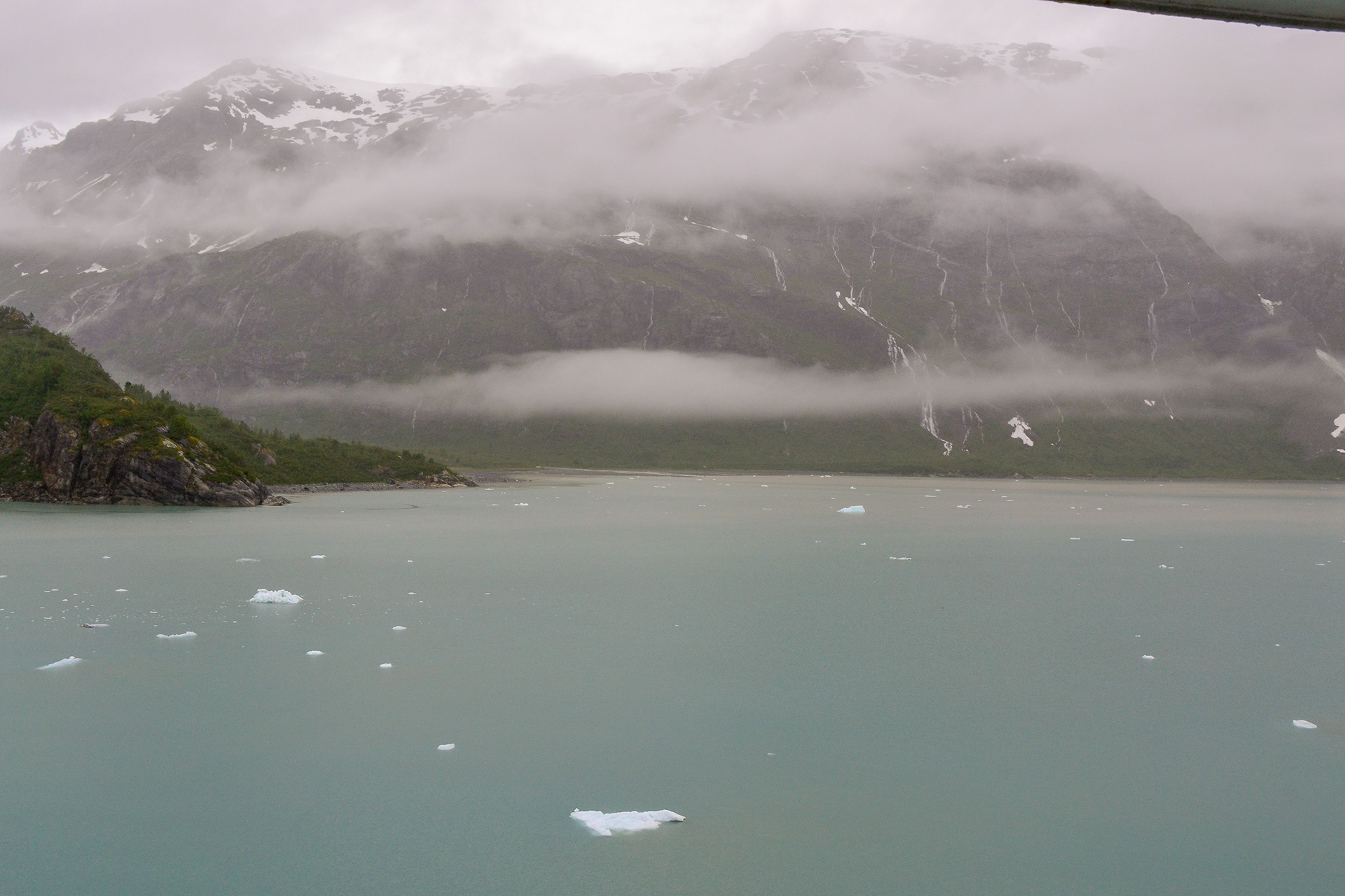 As we enter Tarr Inlet the weather begins to close in around us.
