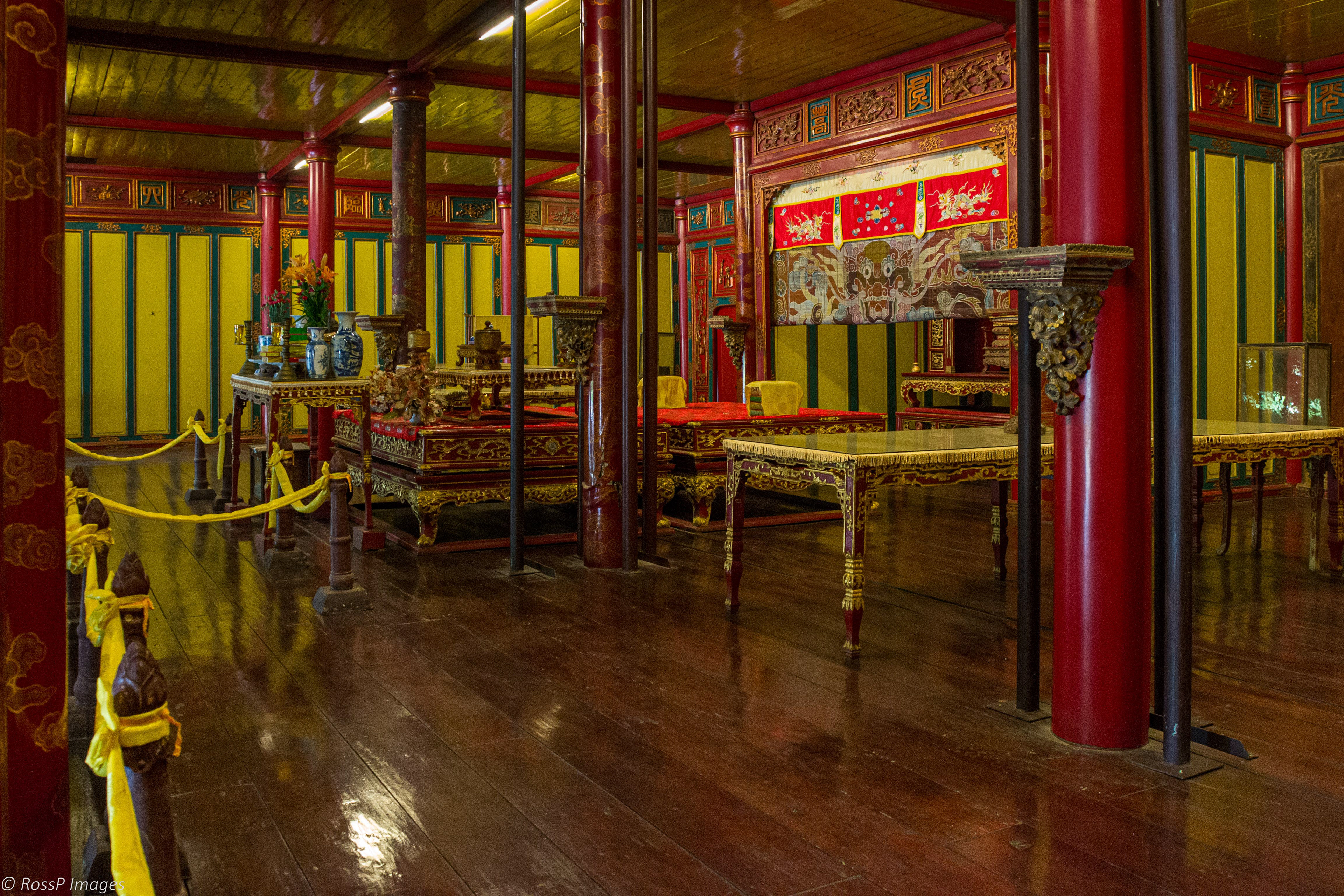 The lavish interior Minh Lau Pavilion, Minh Mang Tomb.