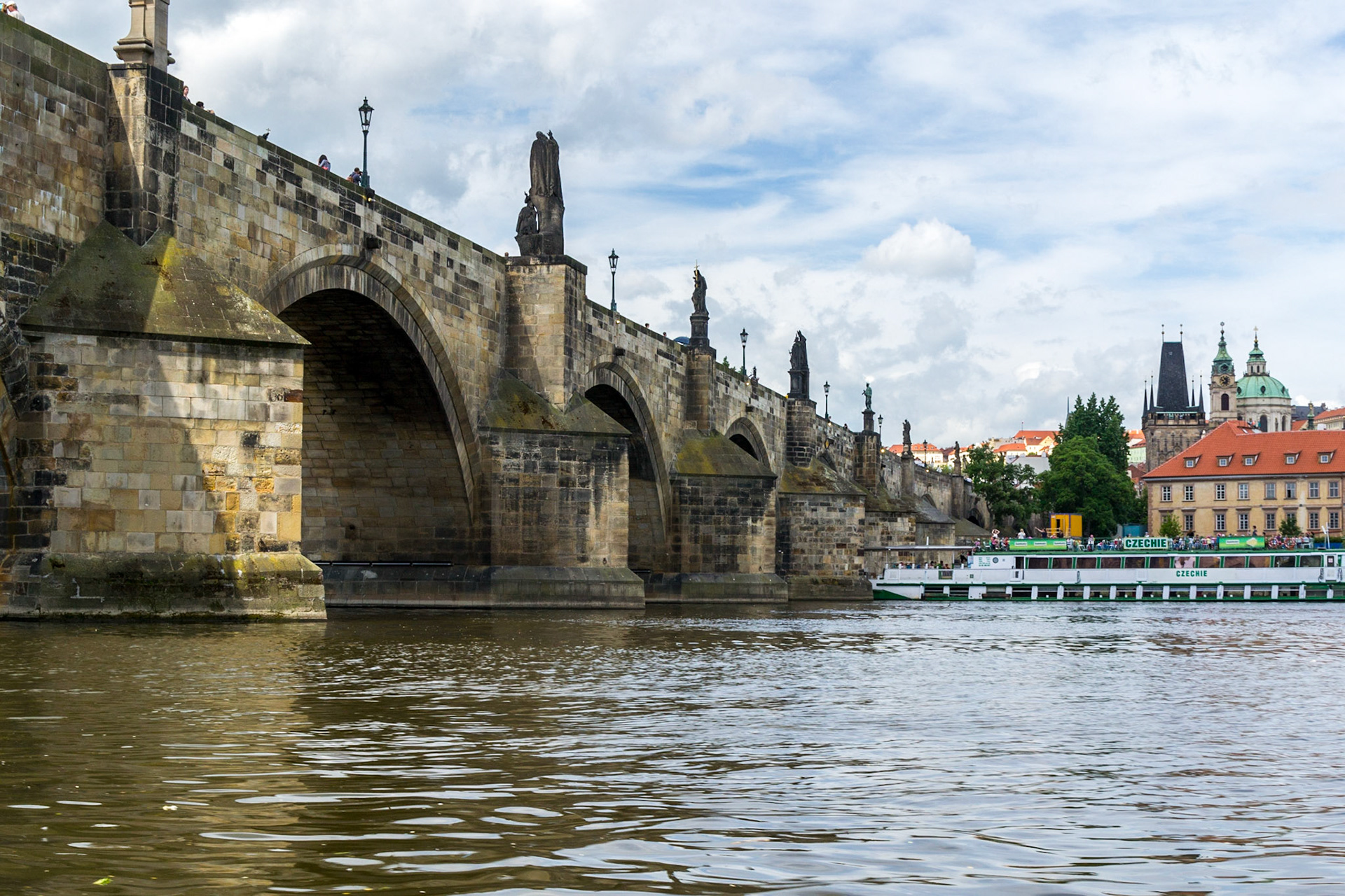 Charles Bridge viewed from Vltava River