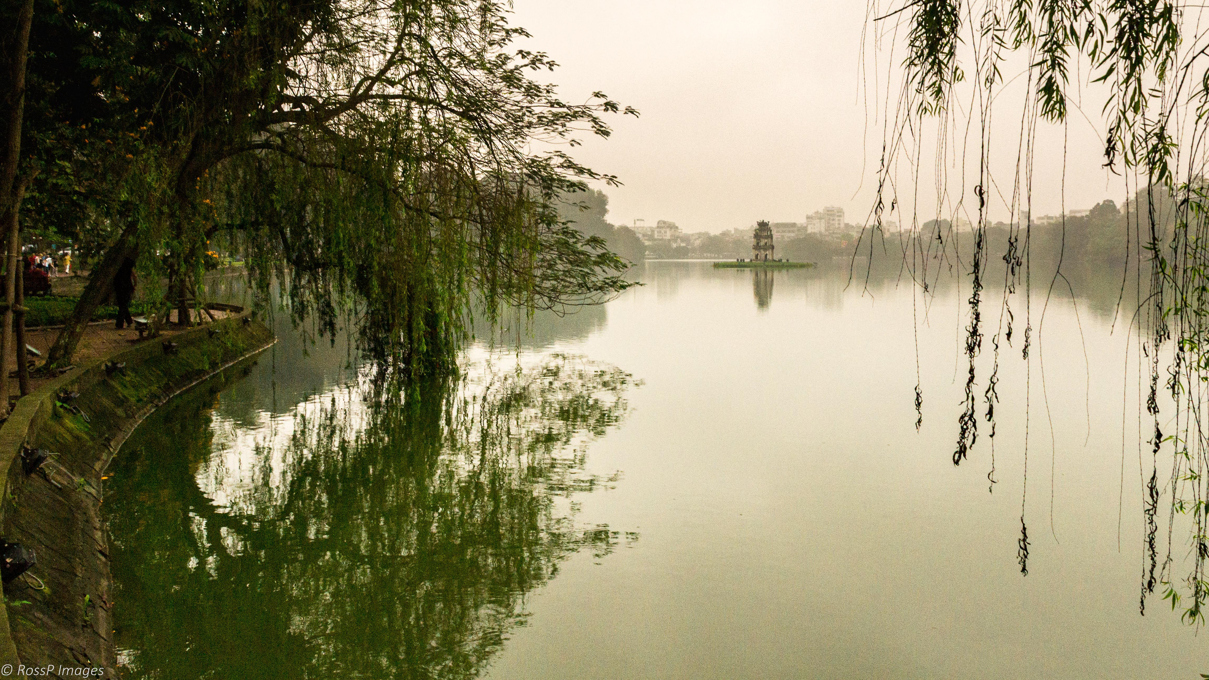 Haon Kiem Lake with the Turtle tower in the background.