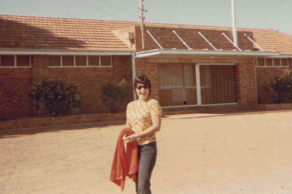 Cheryl outside Winton Swimming Pool - 5-10-71