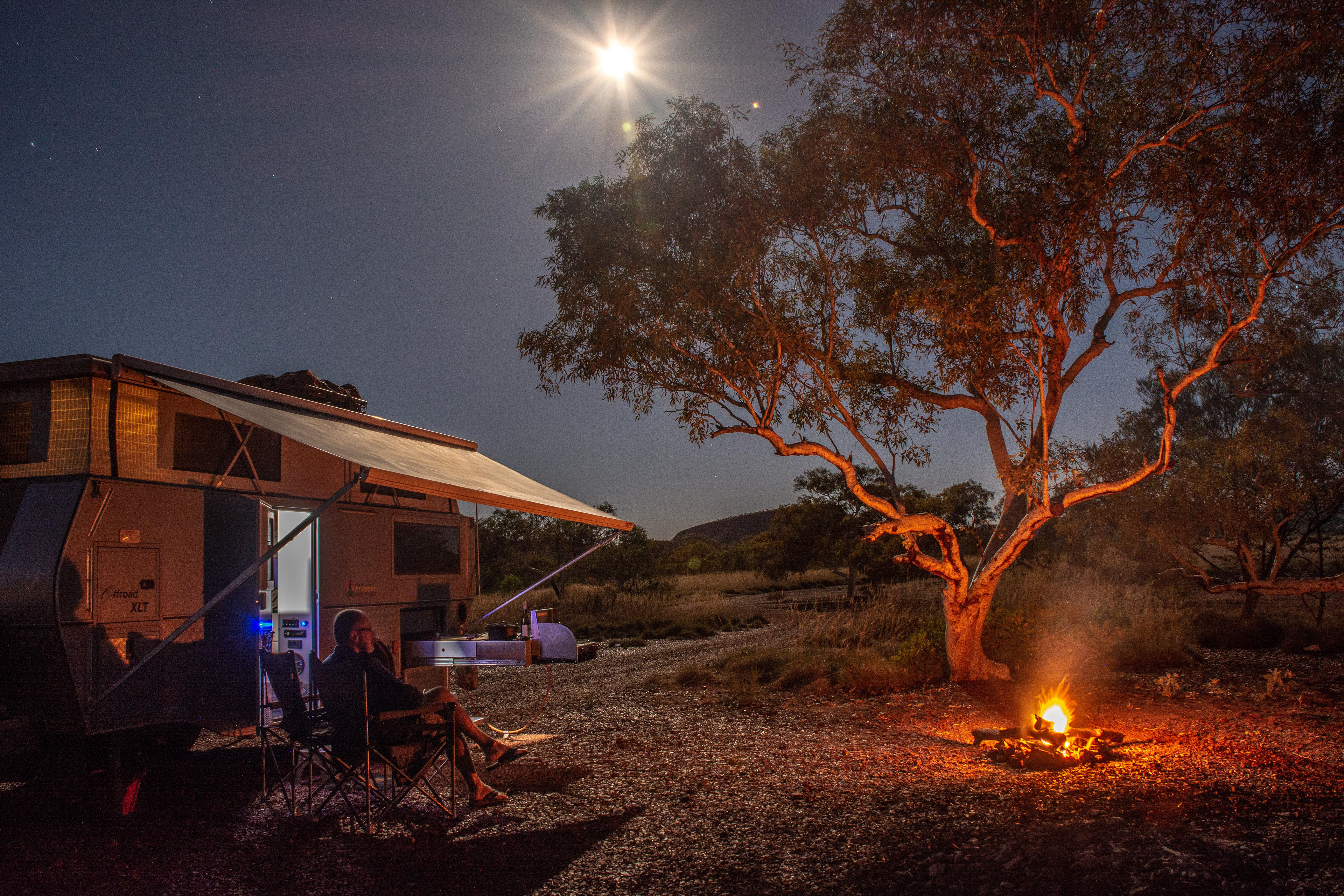Compfire serenity under a full moon......