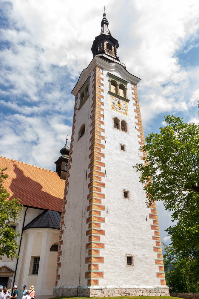 The Bell Tower of the Church of Mary on Bled Island.