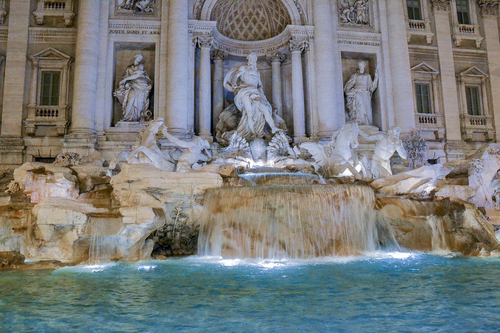 Trevi fountain, the largest Baroque fountain in the city and one of the most famous fountains in the world.