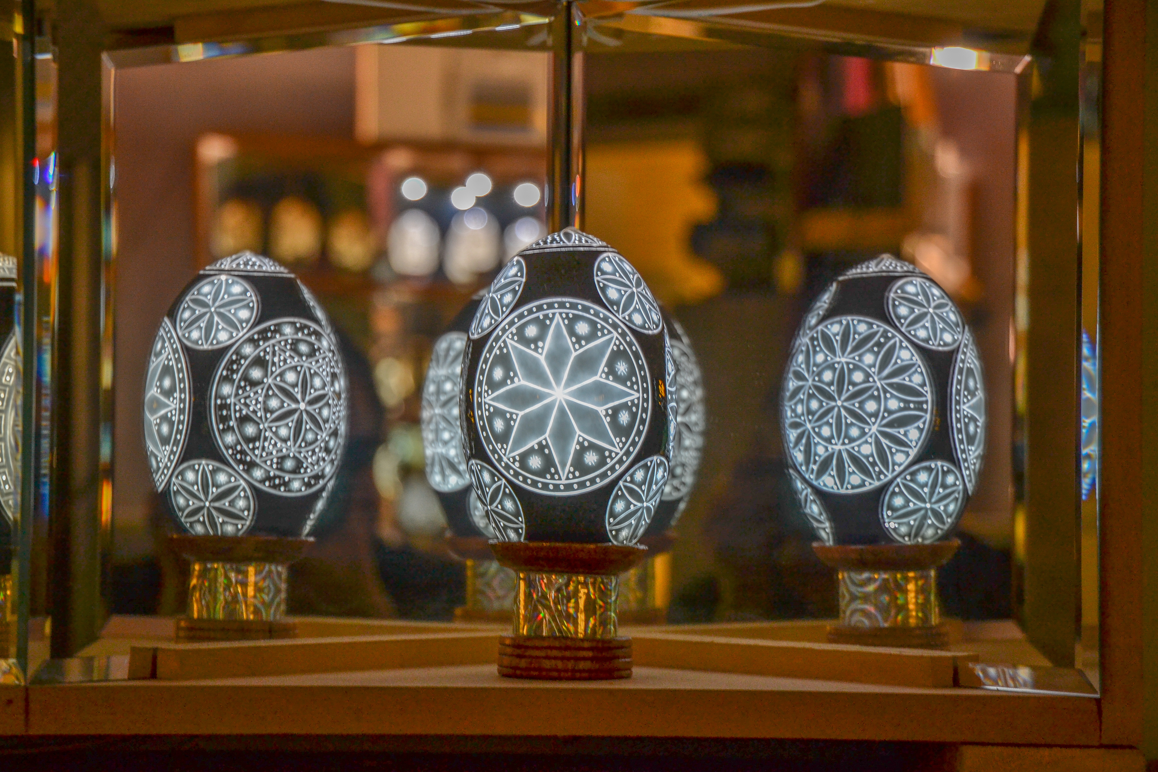 A fine display of emu egg carving in St George.