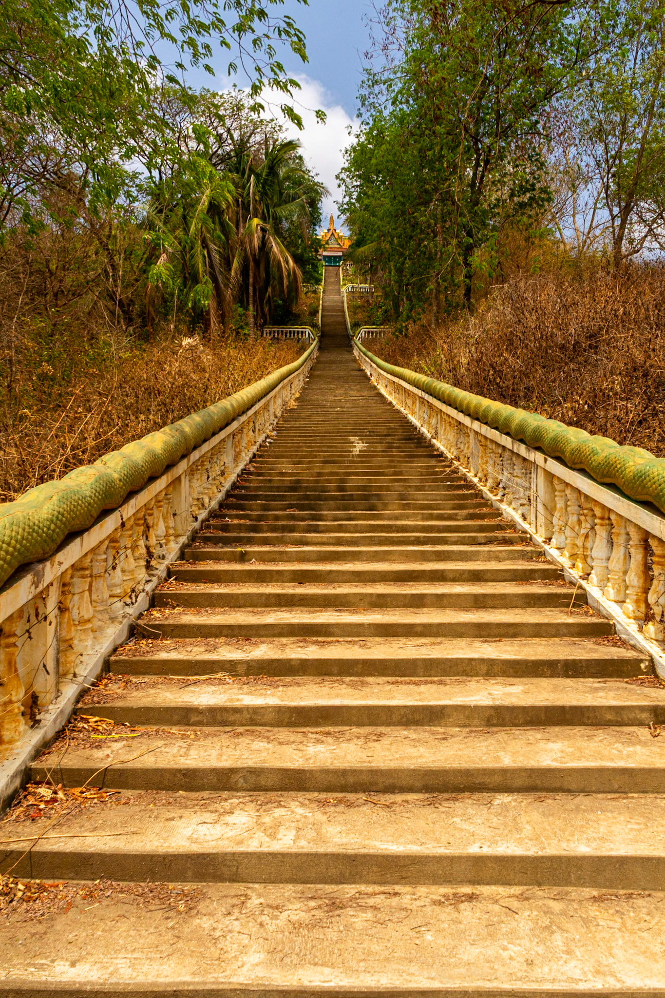 A climb of 290 stairs is a daunting prospect to reach the complex of Hindu and Buddhist temples.
