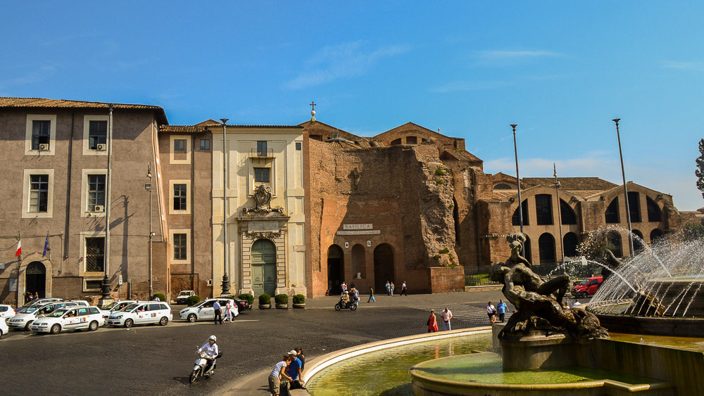 The church of Santa Maria degli Angeli is situated on the the site of the former (ruins) Diocletian Baths AD 306. The church was the last structure built by Michelangelo.