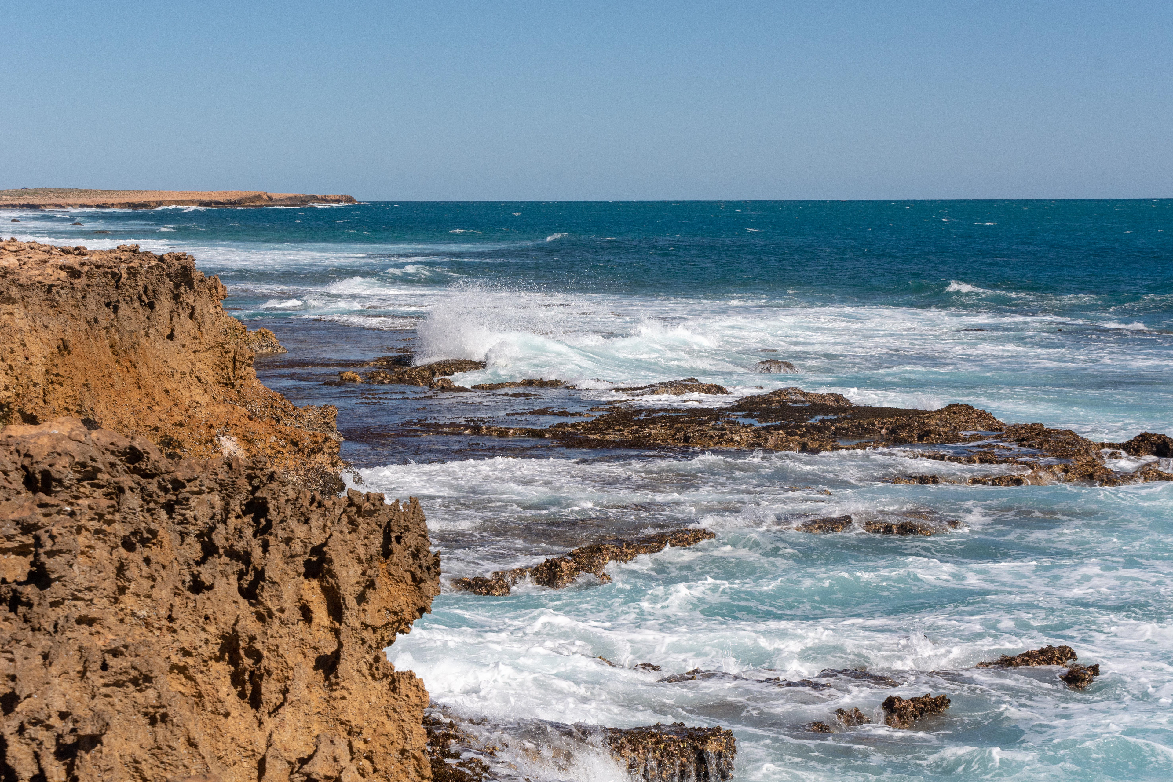 Quobba Station - the rugged exposed coastline is devoid of vegetation
